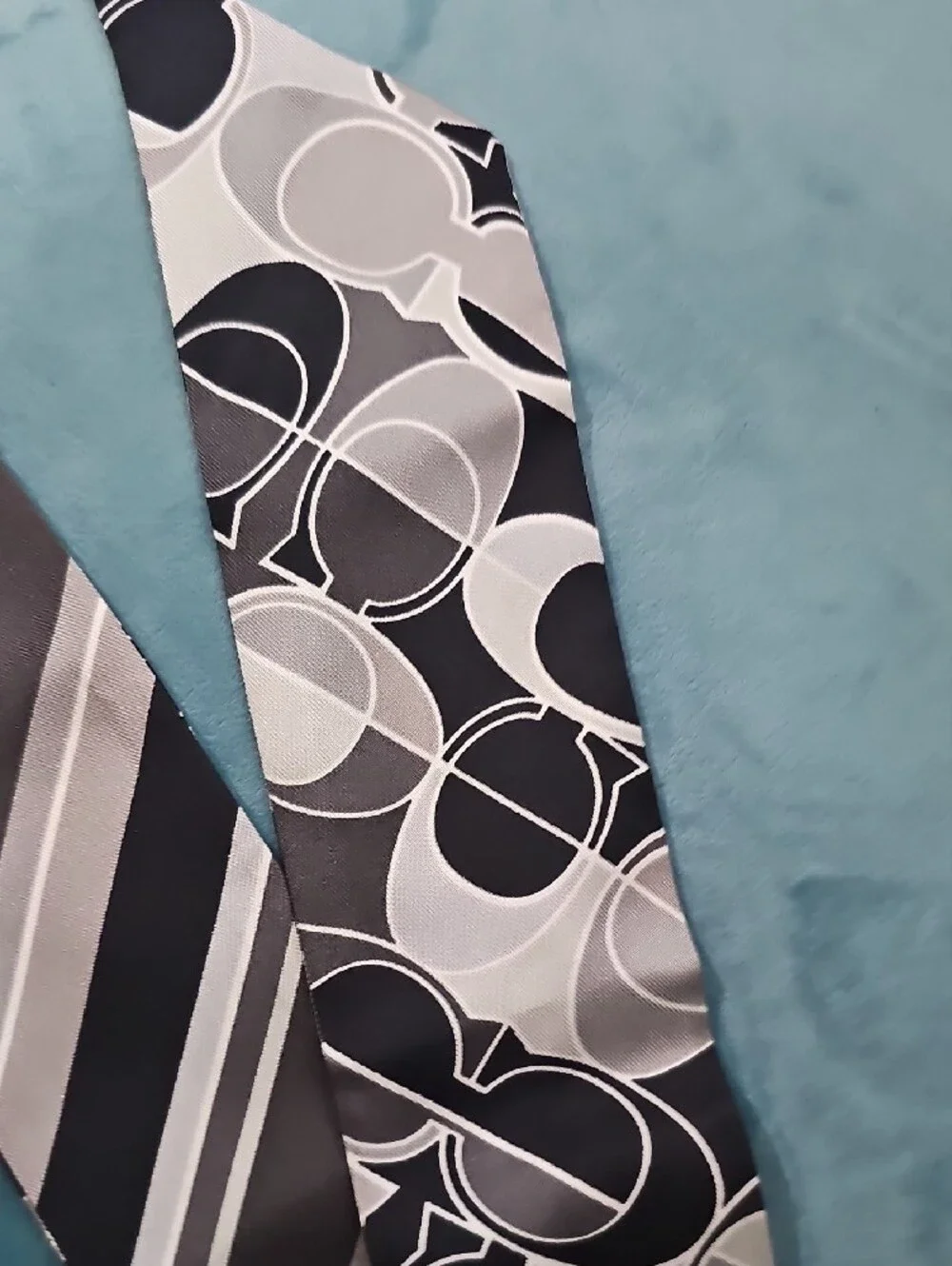 Coach Black and Gray Signature Silk Twilly Scarf